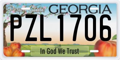 GA license plate PZL1706