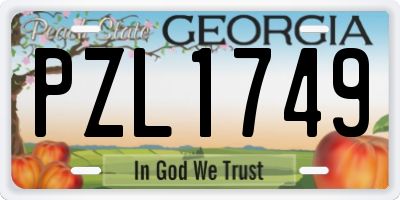 GA license plate PZL1749