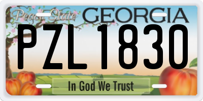 GA license plate PZL1830