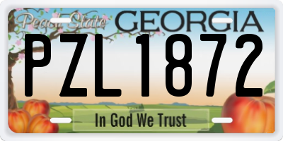 GA license plate PZL1872