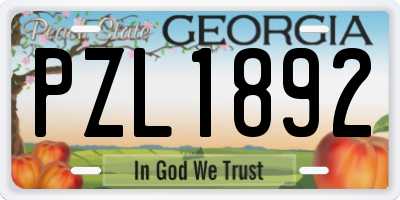 GA license plate PZL1892