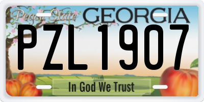 GA license plate PZL1907
