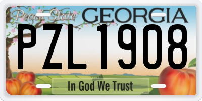 GA license plate PZL1908