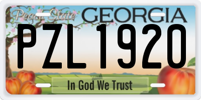GA license plate PZL1920