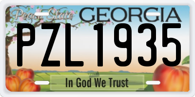 GA license plate PZL1935