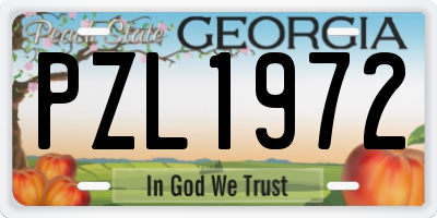 GA license plate PZL1972