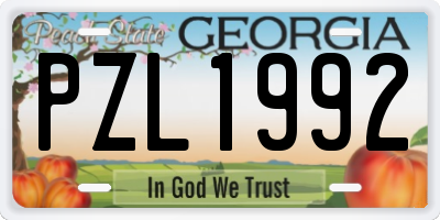 GA license plate PZL1992