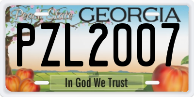 GA license plate PZL2007