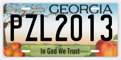 GA license plate PZL2013