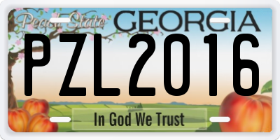 GA license plate PZL2016