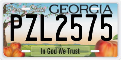 GA license plate PZL2575