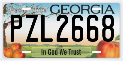 GA license plate PZL2668