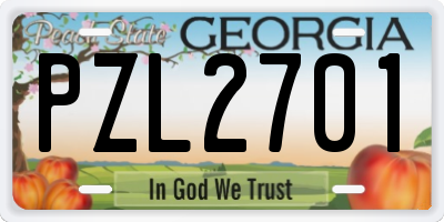 GA license plate PZL2701