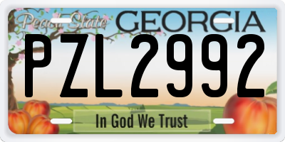 GA license plate PZL2992