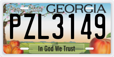 GA license plate PZL3149