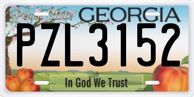 GA license plate PZL3152