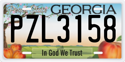 GA license plate PZL3158