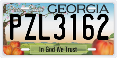 GA license plate PZL3162