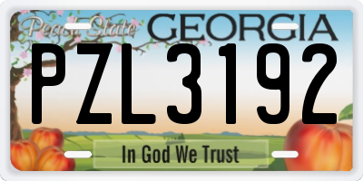 GA license plate PZL3192