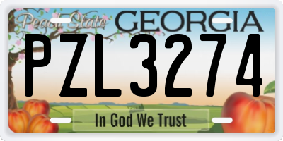 GA license plate PZL3274