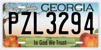 GA license plate PZL3294