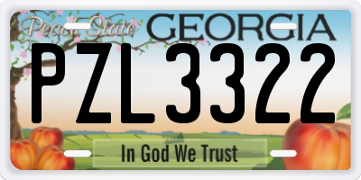 GA license plate PZL3322