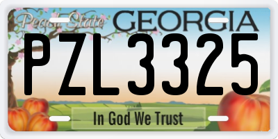 GA license plate PZL3325