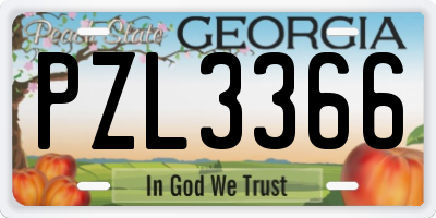 GA license plate PZL3366