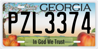 GA license plate PZL3374