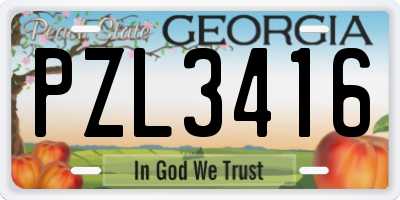 GA license plate PZL3416