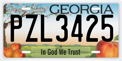 GA license plate PZL3425