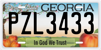 GA license plate PZL3433