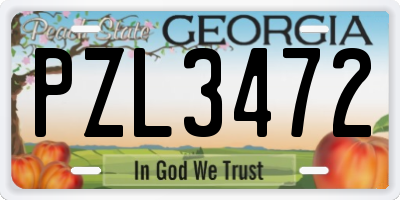 GA license plate PZL3472