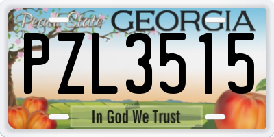 GA license plate PZL3515