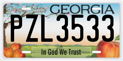 GA license plate PZL3533
