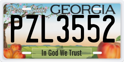 GA license plate PZL3552