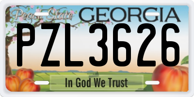 GA license plate PZL3626