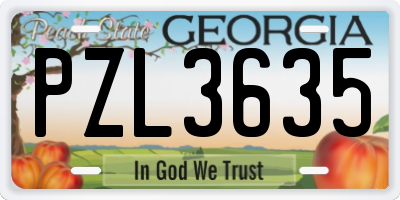 GA license plate PZL3635