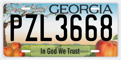 GA license plate PZL3668