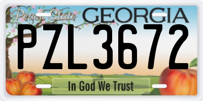 GA license plate PZL3672