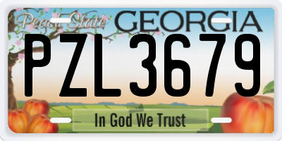 GA license plate PZL3679