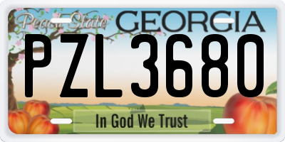 GA license plate PZL3680