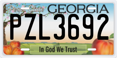 GA license plate PZL3692