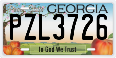 GA license plate PZL3726