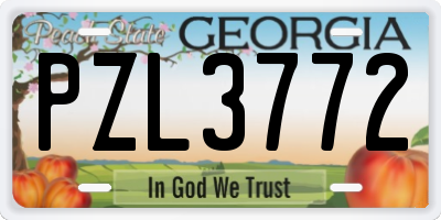 GA license plate PZL3772