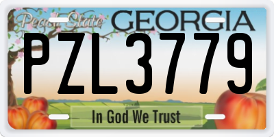 GA license plate PZL3779