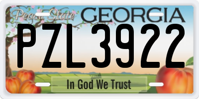 GA license plate PZL3922