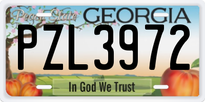 GA license plate PZL3972
