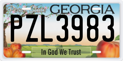 GA license plate PZL3983