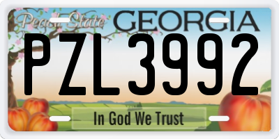 GA license plate PZL3992
